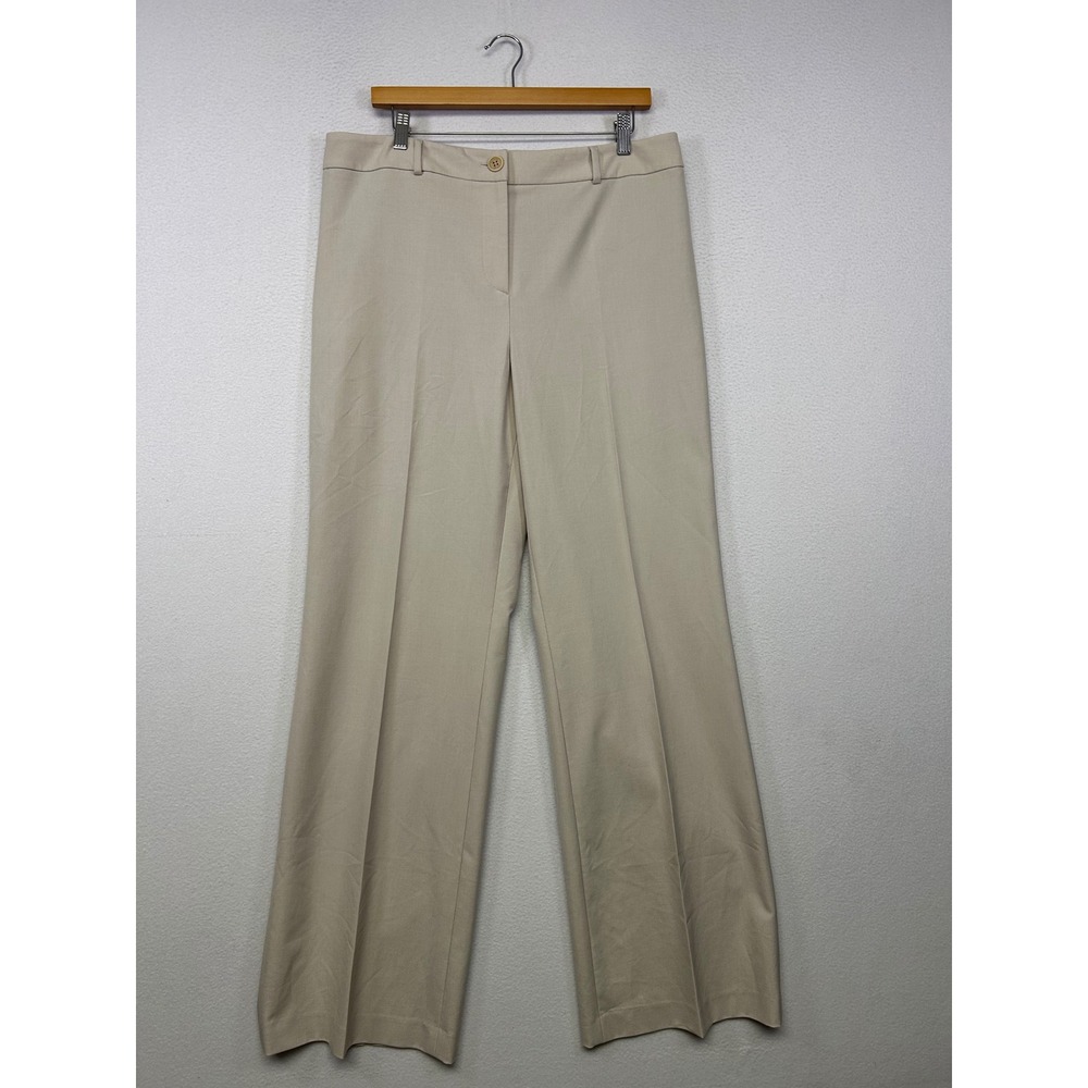 Business Casual Talbots Womens 14L Beige Heritage Wide Leg Trousers Office